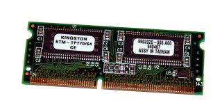 64 MB SD-RAM 144-pin SO-DIMM PC-66   Kingston KTM-TP770/64   9902020