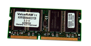 128 MB 144-pin SO-DIMM PC-100  SD-RAM  CL2  Kingston KVR100x64SC2/128