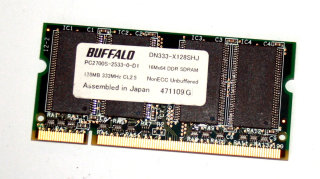 128 MB DDR RAM 200-pin SO-DIMM PC-2700S  CL2.5  Buffalo DN333-X128SHJ