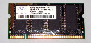 256 MB DDR-RAM 200-pin PC-2100S Laptop-Memory Nanya NT256D64SH8B0GM-75B