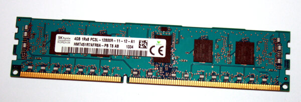 Barrette Mémoire 4Go RAM DDR3 Hynix HMT351U6EFR8C-PB PC3-12800U 1600MHz 2Rx8