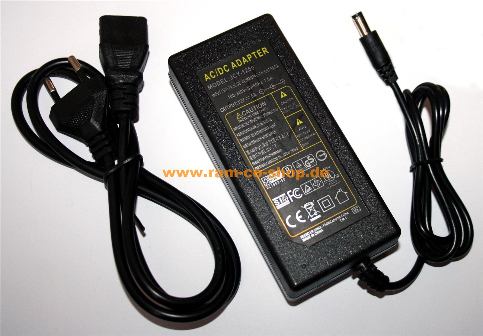 AC Power Adapter AC/DC 12V/5A 60W 'JCY-1250' Netzteil Ladegerät Hohls, €  14,95