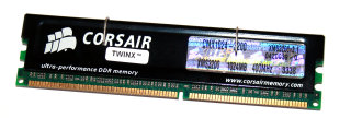 1 GB DDR-RAM 184-pin XMS-Memory PC-3200U non-ECC  Corsair CMX1024-3200  XMS3200v3.1