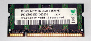 2 GB DDR2 RAM 200-pin SO-DIMM  für Notebooks PC2-5300S 667 MHz ...