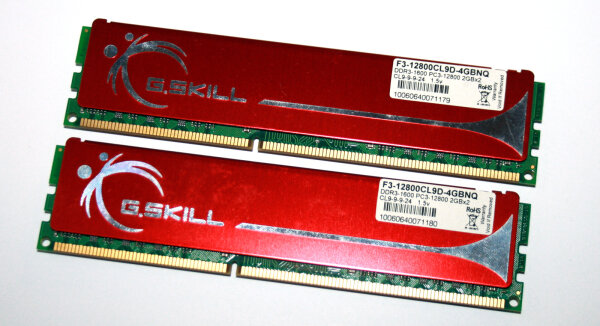 4 GB DDR3 RAM Kit (2x2GB) PC3-12800U 1,5V  CL9  G.SKILL F3-12800CL9D-4GBNQ