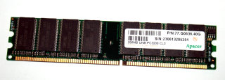 256 MB DDR-RAM 184-pin PC-3200U non-ECC CL3  Apacer P/N: 77.G0636.40G