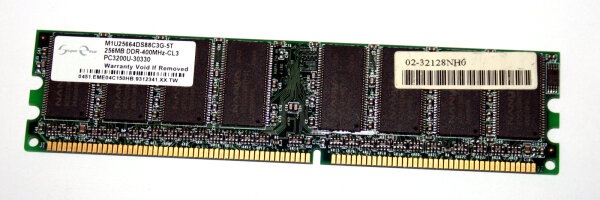 256 MB DDR-RAM 184-pin PC-3200U non-ECC  CL3  SuperElixir M1U25664DS88C3G-5T