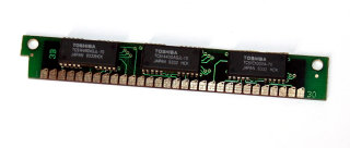 1 MB Simm 30-pin 1Mx9 Parity 3-Chip 70 ns Chips: 2x Toshiba TC514400ASJL-70 + 1x TC51C1000A-70