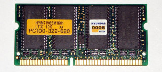 128 MB SO-DIMM 144-pin PC-100  SD-RAM CL3 Hyundai HYM71V65M1601 LTX-10S