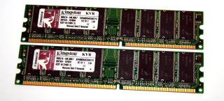 1 GB DDR-RAM (2x512MB) 184-pin PC-3200U non-ECC Kingston KVR400X64C3AK2/1G