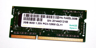 2 GB DDR3 RAM 204-pin SO-DIMM PC3L-12800S 1,35V  Apacer 75.A83DL.G030B