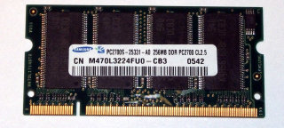 256 MB DDR - RAM 200-pin SO-DIMM PC-2700S  Samsung M470L3224FU0-CB3