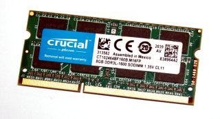 8 GB DDR3-RAM 204-pin SO-DIMM PC3L-12800S 1.35V CL11  Crucial CT102464BF160B.M16FP