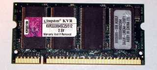 512 MB DDR-RAM 200-pin SO-DIMM PC-2700S Kingston KVR333X64SC25/512   9905065
