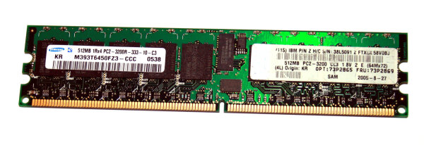 512 MB DDR2-RAM 240-pin Registered-ECC 1Rx4 PC2-3200R Samsung M393T6450FZ3-CCC