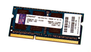 4 GB DDR3 RAM 204-pin SO-DIMM 2Rx8 PC3-10600S Kingston HP536726-H41-ELCUW
