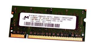 1 GB DDR2 RAM 200-pin SO-DIMM 2Rx16 PC2-5300S   Micron MT8HTF12864HDY-667G1