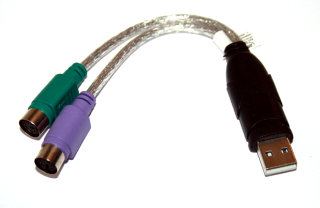 USB zu PS/2 Konverter Adapter / USB -A Stecker an 2x PS2 Stecker (für PS/2-Tastatur + PS/2-Maus an USB -A)