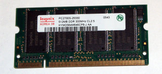 512 MB DDR-RAM 200-pin SO-DIMM PC-2700S   Hynix HYMD564M646CP6-J AA