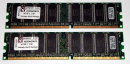 2 GB DDR-RAM (2x1GB) 184-pin PC-2700U nonECC Kingston...