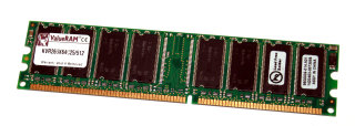 512 MB DDR-RAM 184-pin PC-2100U non-ECC  CL2.5  Kingston KVR266X64C25/512