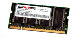 512 MB DDR-RAM 200-pin SO-DIMM PC-3200S  extrememory EXME512-SD1N-400D30-D1-A