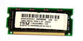 16 MB FastPage-RAM 72-pin non-Parity SO-DIMM 70 ns  5V  IBM 11S4320BMC-70T   54H8548