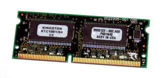 64 MB SO-DIMM 144-pin SD-RAM PC-100   Kingston KTC1061/64   for HP/Compaq Presario Notebook