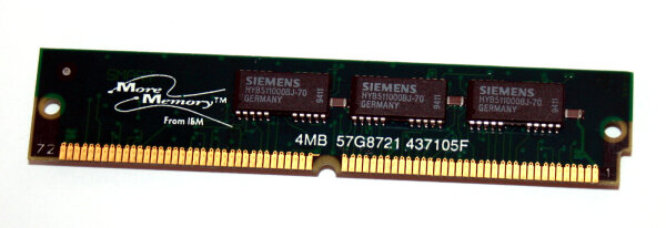 4 MB FPM-RAM 72-pin 1Mx36 Parity PS/2 Simm 70 ns   MoreMemory from IBM 57G8721