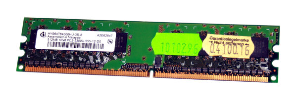 512 MB DDR2-RAM 240-pin 1Rx8 PC2-5300U non-ECC  Infineon HYS64T64000HU-3S-A