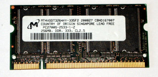 256 MB DDR RAM PC-2700S DDR-333 Micron MT4VDDT3264HY-335F2