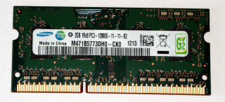 2 GB DDR3 RAM 204-pin SODIMM 1Rx8 PC3-12800S  Samsung M471B5773DH0-CK0