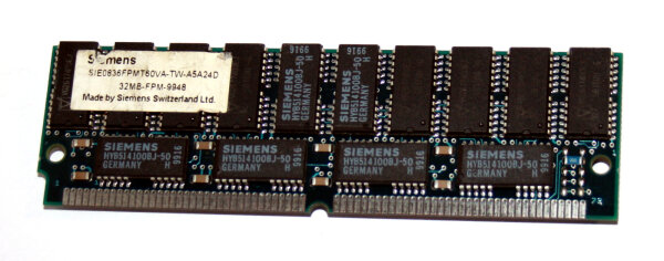 32 MB FPM-RAM 72-pin 8Mx36 Parity PS/2 Simm 60 ns  Siemens SIE0836FPMT60VA-TW-A5A24D