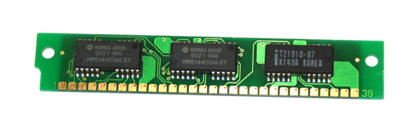 1 MB Simm 30-pin 1Mx9 Parity 70 ns  Chips: 2x Hitachi HM514400ALS7 + 1x Intel T21010-07