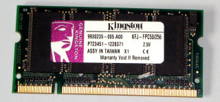 256 MB DDR-RAM 200-pin SO-DIMM PC-2100S Laptop-Memory  Kingston KFJ-FPC50/256