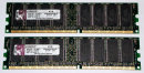 2 GB Kit DDR-RAM (2x 1GB) 184-pin PC-3200U non-ECC  Kingston KVR400X64C3AK2/2G
