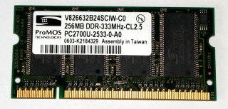 256 MB DDR-RAM 200-pin SO-DIMM PC-2700S   ProMOS V826632B24SCIW-C0
