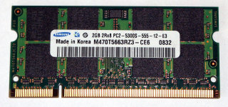 2 GB DDR2 RAM 200-pin SO-DIMM 2Rx8 PC2-5300S  Samsung M470T5663RZ3-CE6