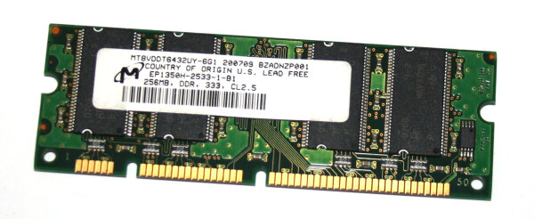 256 MB DDR-RAM 100-pin DIMM  PC2700 (333MHz)  CL2.5  Micron MT8VDDT6432UY-6G1