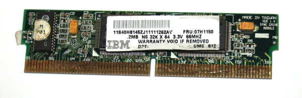 256 kB L2 Cache Modul  IBM 11S40H8145ZJ11111262AV  66MHz 3.3V  IBM FRU 07H1150  for IBM PC 300 + IBM PC 700