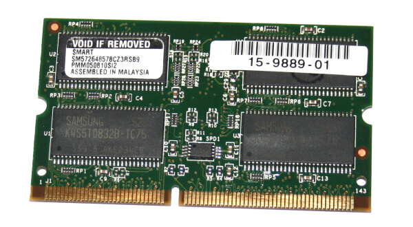 512 MB SD-RAM 144-pin SO-DIMM PC133 ECC-Memory  Smart SM572648578CZ3RSB9   Cisco 15-9889-01