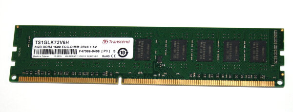 8 GB DDR3-RAM 240-pin 2Rx8 PC3-12800E ECC CL11  Transcend TS1GLK72V6H