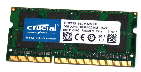 8 GB DDR3-RAM 204-pin SO-DIMM PC3L-1866  1,35V  CL13  Crucial CT8G3S186DM.M16FP