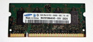 1 GB DDR2 RAM 200-pin SO-DIMM 2Rx16 PC2-5300S   Samsung M470T2864EH3-CE6