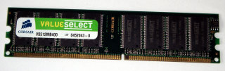 512 MB DDR-RAM 184-pin PC-3200U non-ECC 400MHz Corsair VS512MB400 double-sided