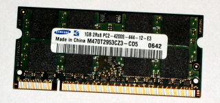 1 GB DDR2 RAM 200-pin SO-DIMM 2Rx8 PC2-4200S  Samsung M470T2953CZ3-CD5