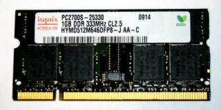 1 GB DDR-RAM PC-2700S (DDR-333) Laptop-Memory Hynix HYMD512M646DFP8-J AA-C
