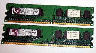 1 GB DDR2-RAM-Kit (2x512MB) 240-pin PC2-5300U non-ECC  Kingston KVR667D2N5K2/1G