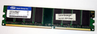 1 GB DDR-RAM 184-pin PC-3200U non-ECC  Team TEDR1024M400C3