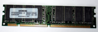 64 MB SD-RAM 168-pin PC-100U non-ECC CL2  Siemens HYS64V8200GU-8